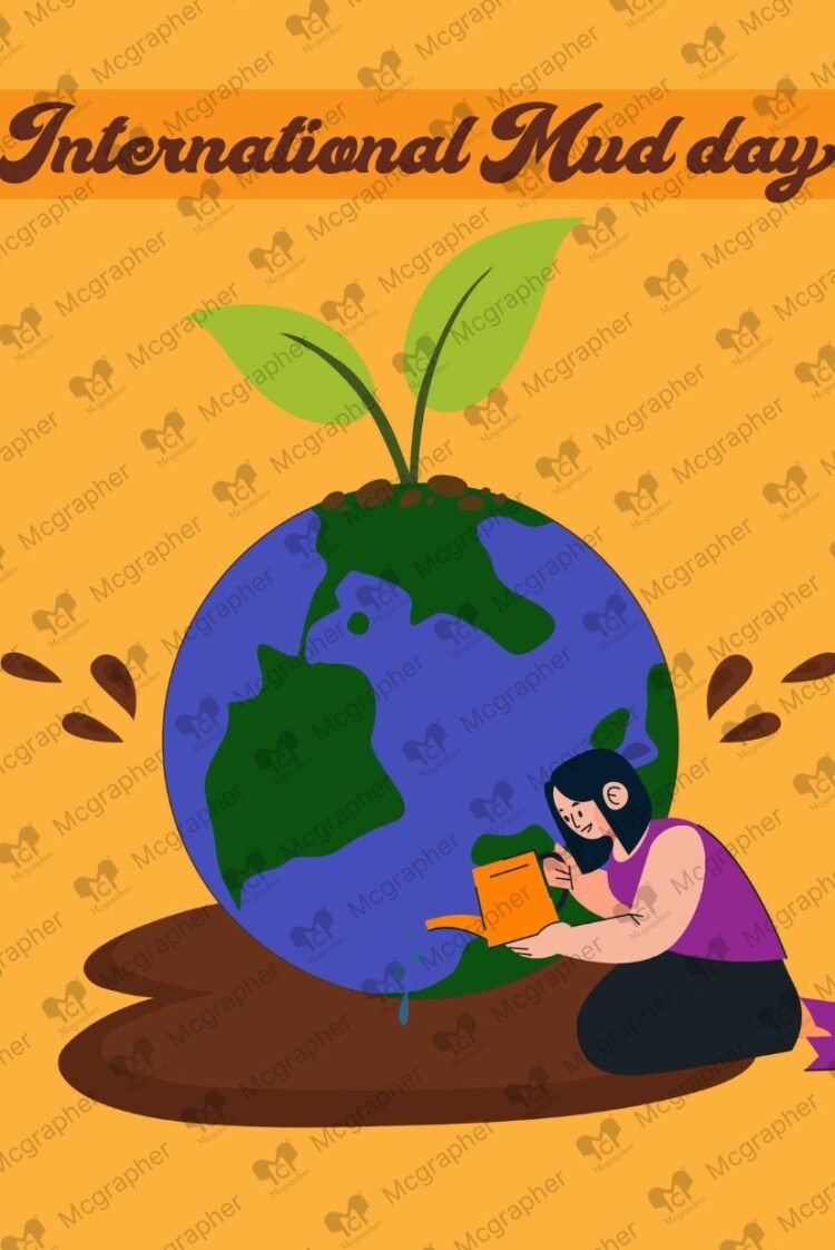 Mud Day planting vector Illustration