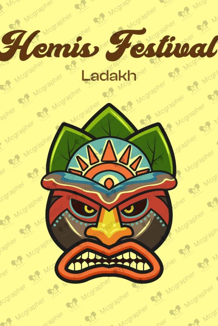 Hemis Festival Ladakh vector Illustration