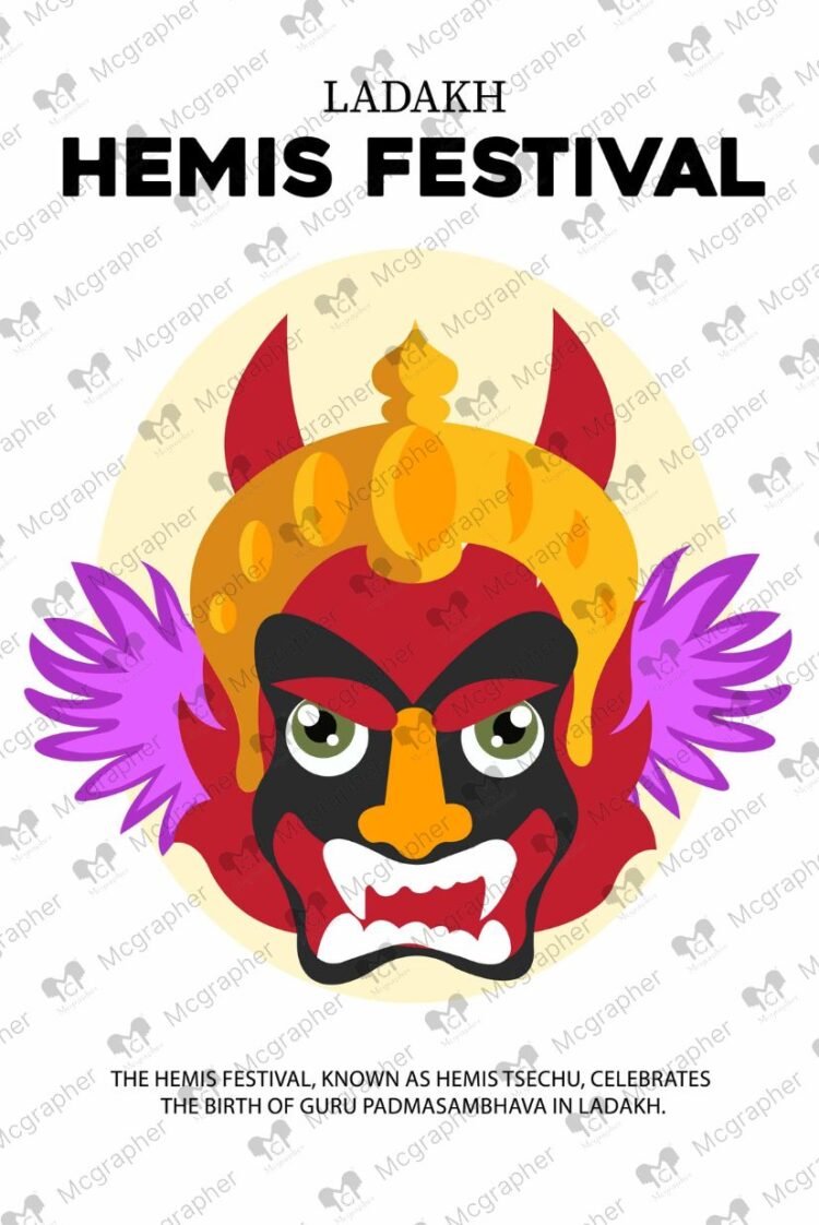 Hemis Festival Mask Dance Illustration