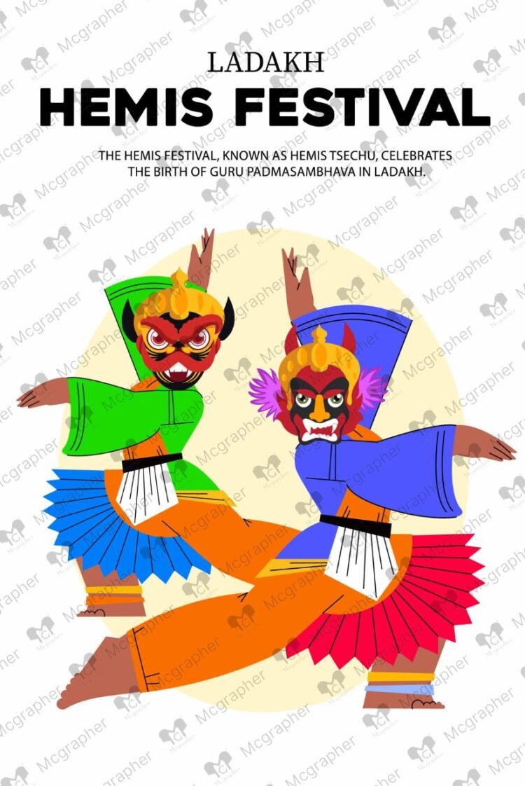 Hemis Festival Dance Illustration