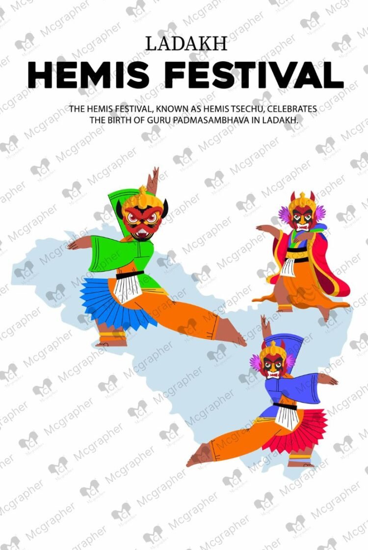 Hemis Festival Ladakh Illustration