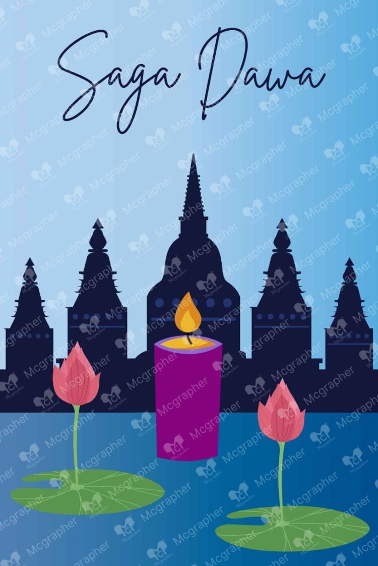 Saga dawa buddhist vector Illustration