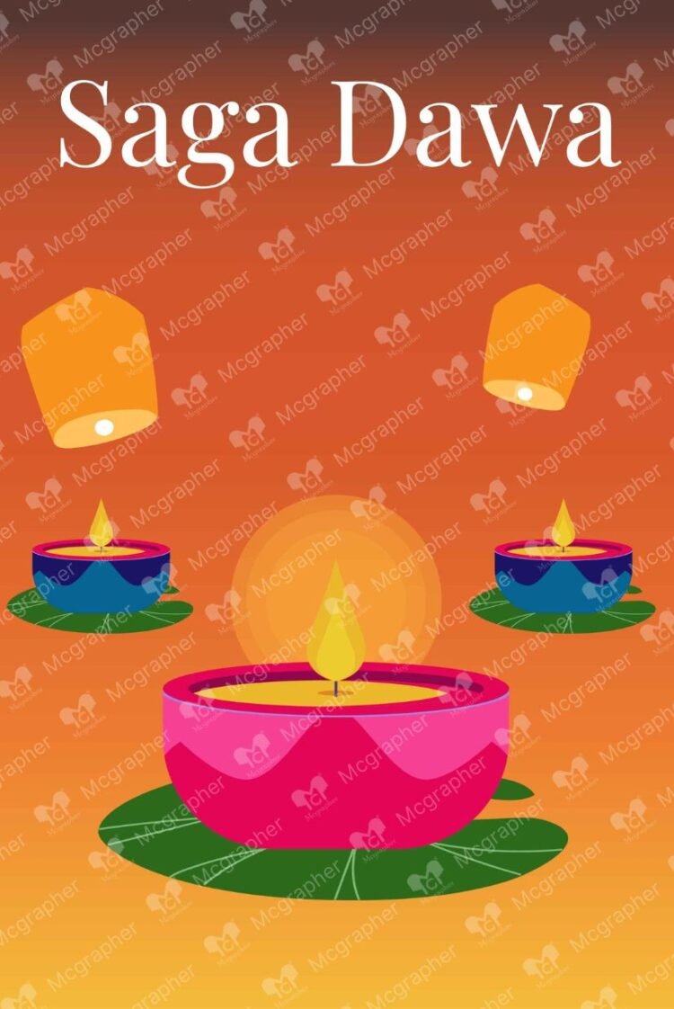 Saga dawa buddhism vector Illustration