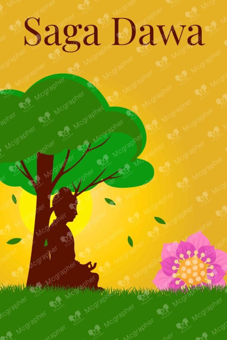 Saga dawa festival monk Illustration