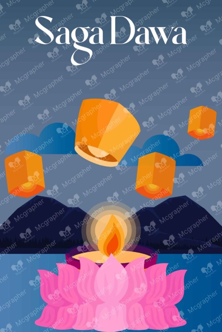 Saga dawa festival ritual Illustration