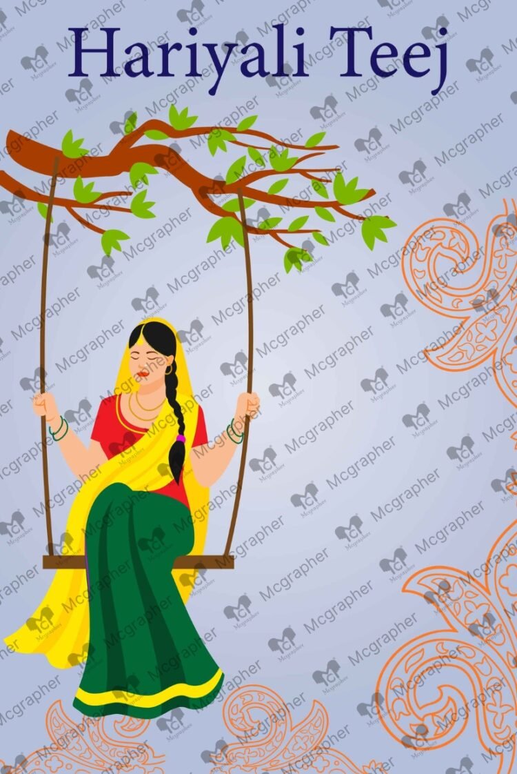 Haryali Teej festival vector Illustration