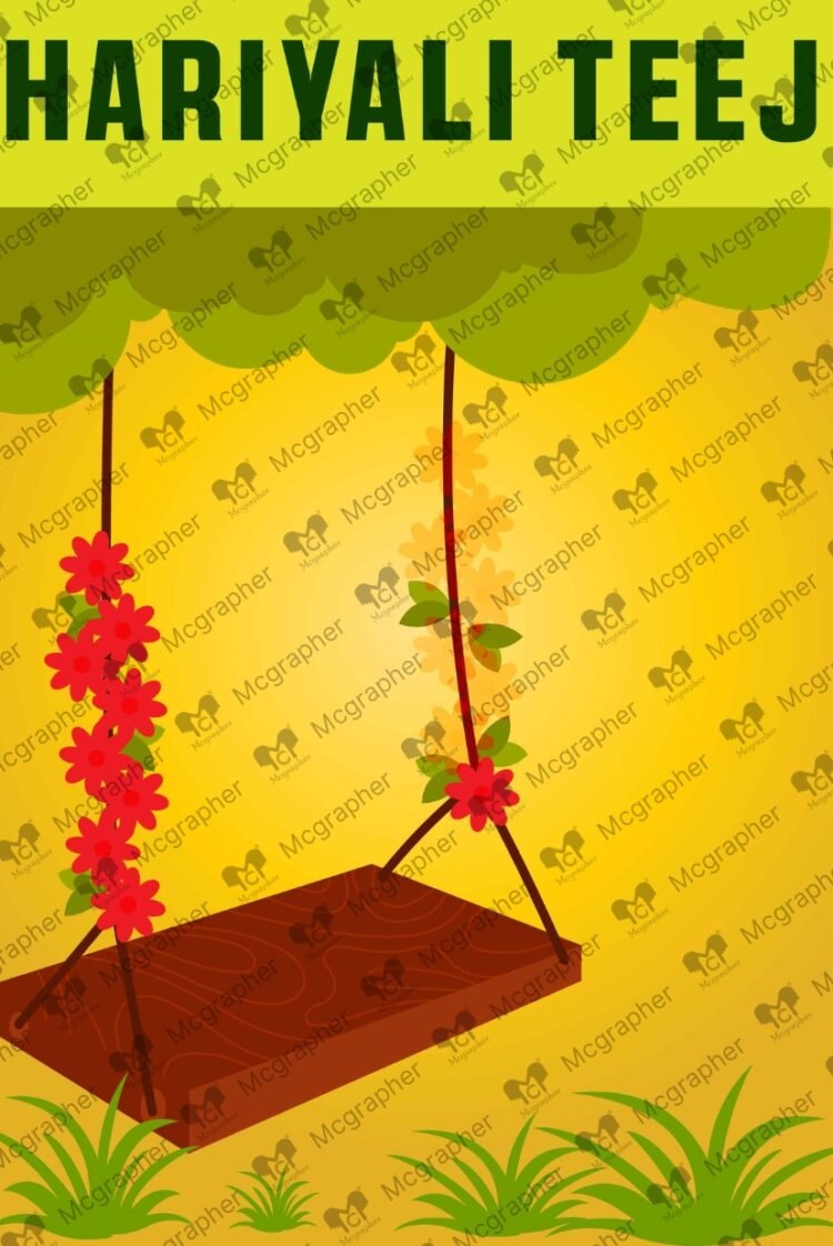 Haryali Teej celebration vector Illustration