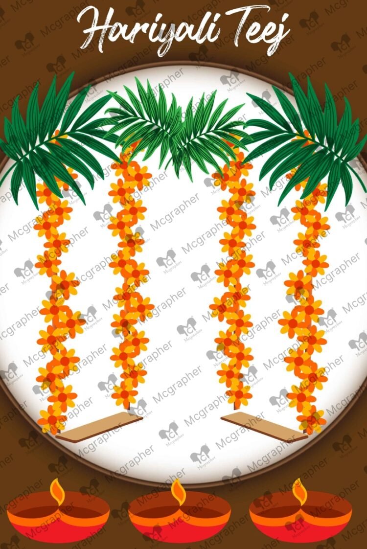 Haryali Teej Monsoon Festival vector Illustration