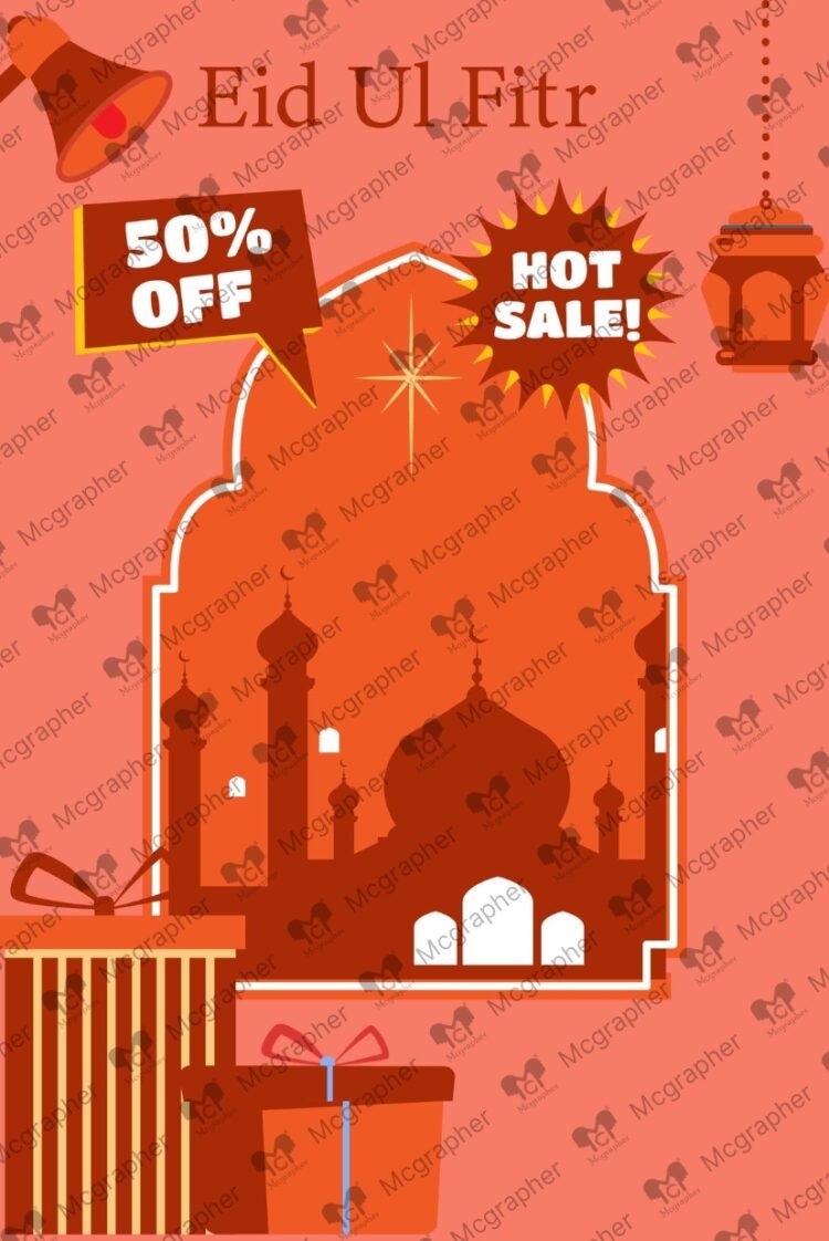 Eid ul Fitr Hot Sale 50% off vector Illustration