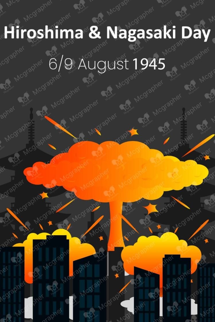 Hiroshima & Nagasaki Nuclear War vector Illustration