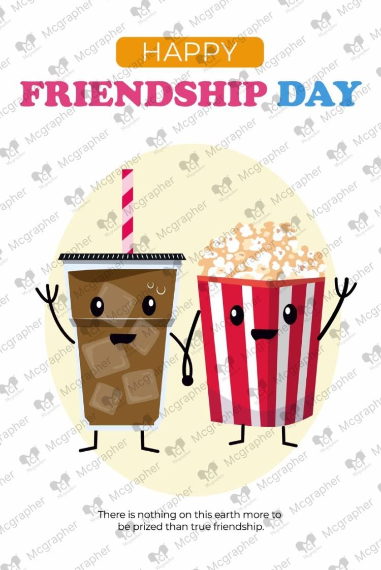 Friendship day Popcorn Cold drink Illustration
