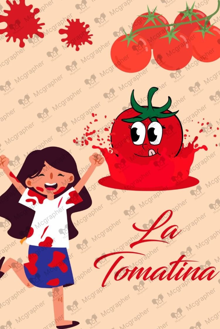 La Tomatina tomato throwing Illustration