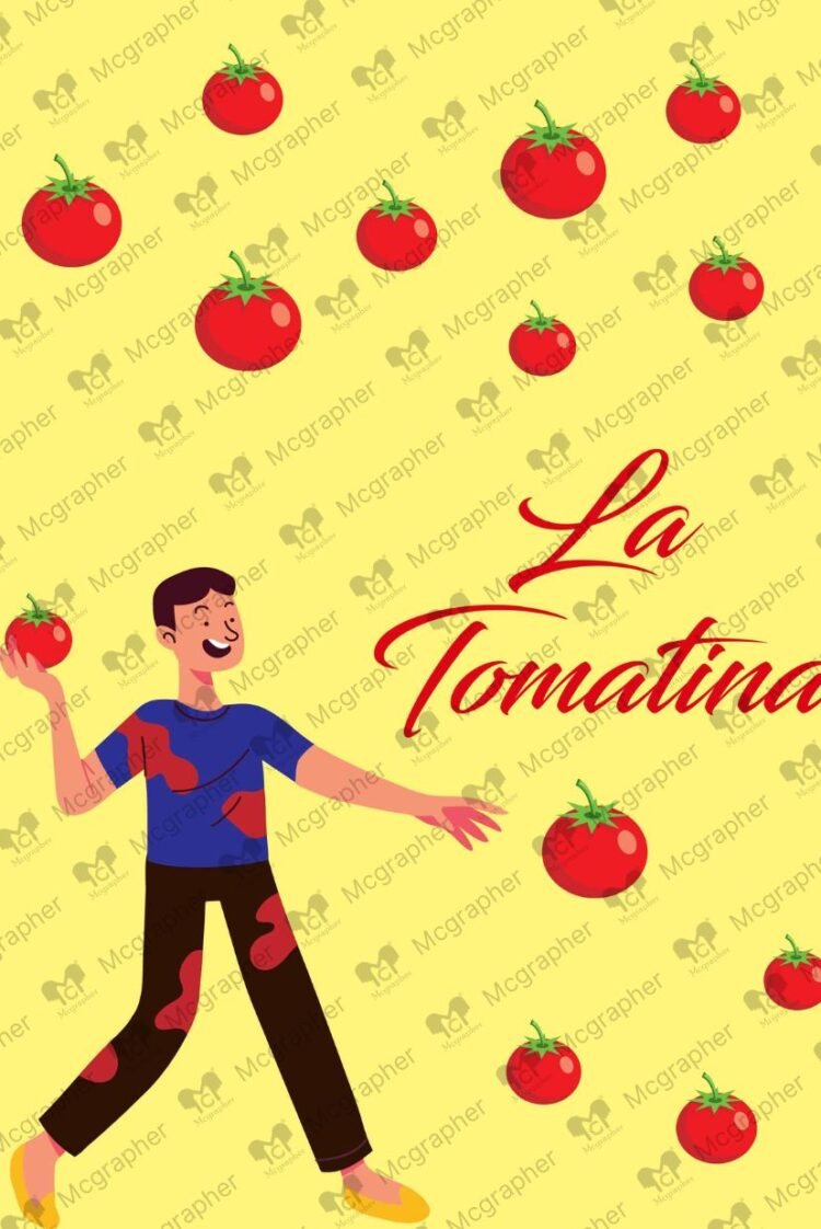 La Tomatina Day Spain Illustration