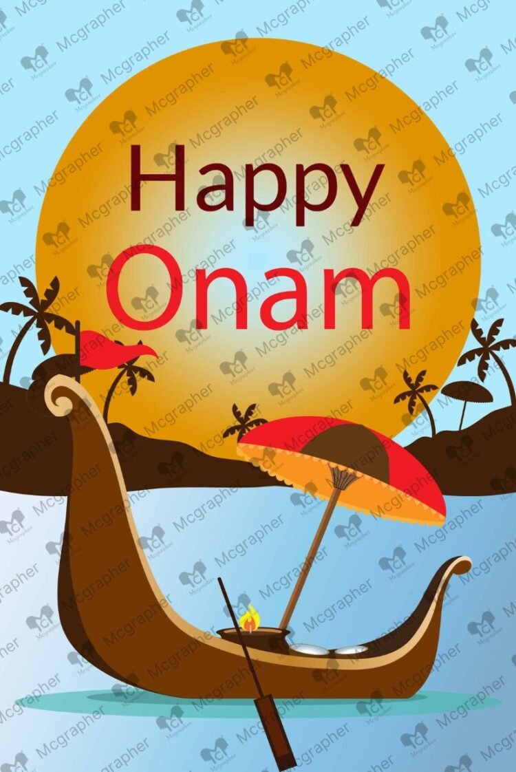 Onam festival boat race vector Illustration