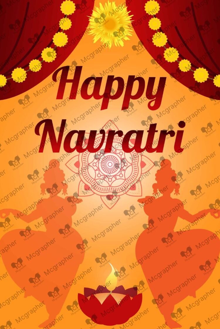 Navratri Dandiya dance Vector Illustration
