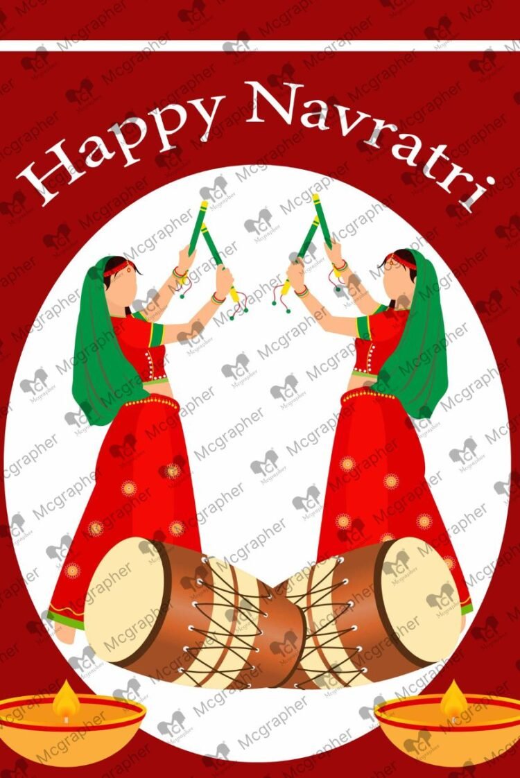 Navratri Hindu festival Vector Illustration