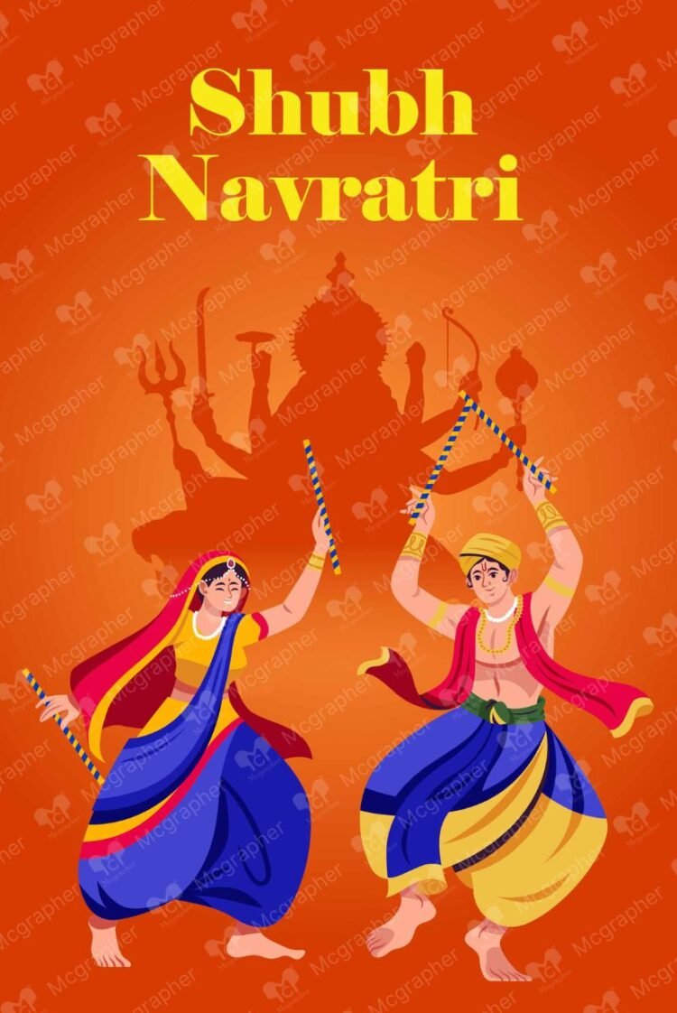 Navratri Dandiya dance Illustration