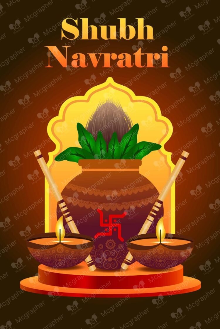 Navratri Goddess Durga puja Illustration