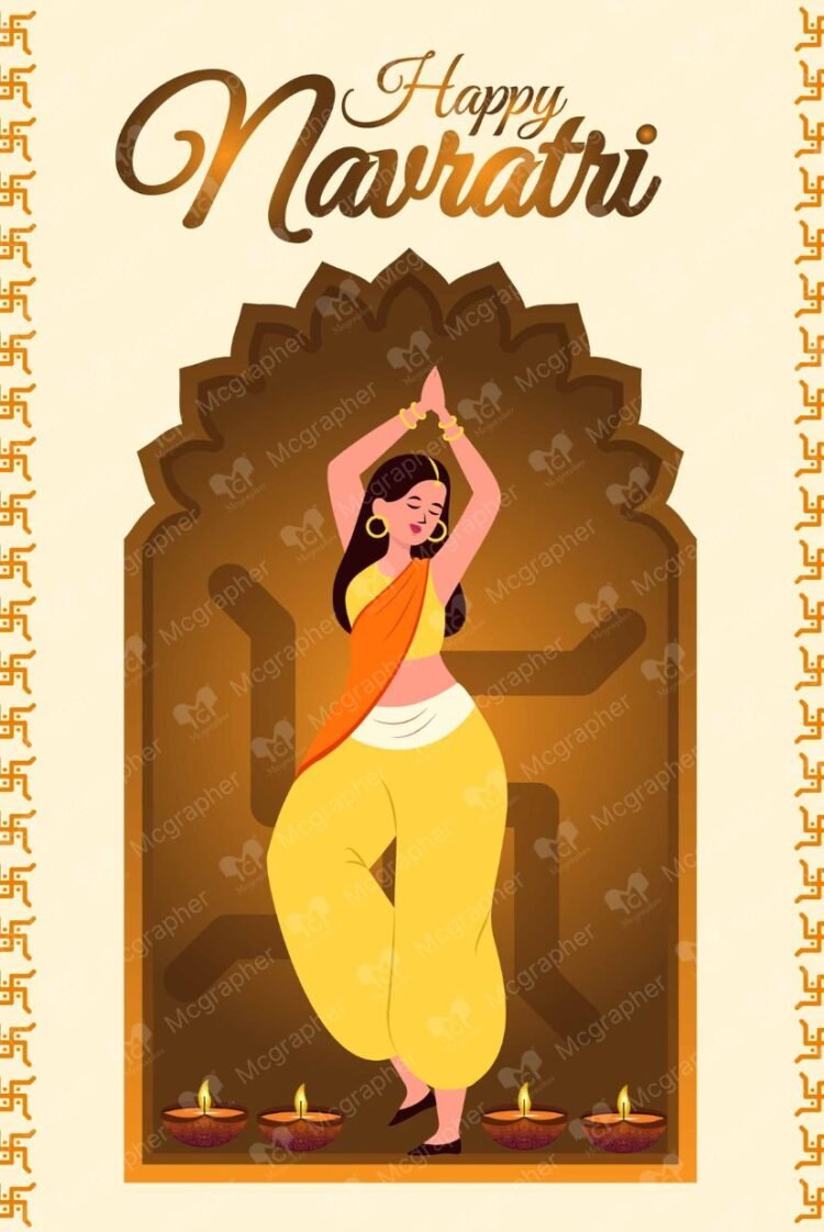 Navratri Dance Worship Illustration