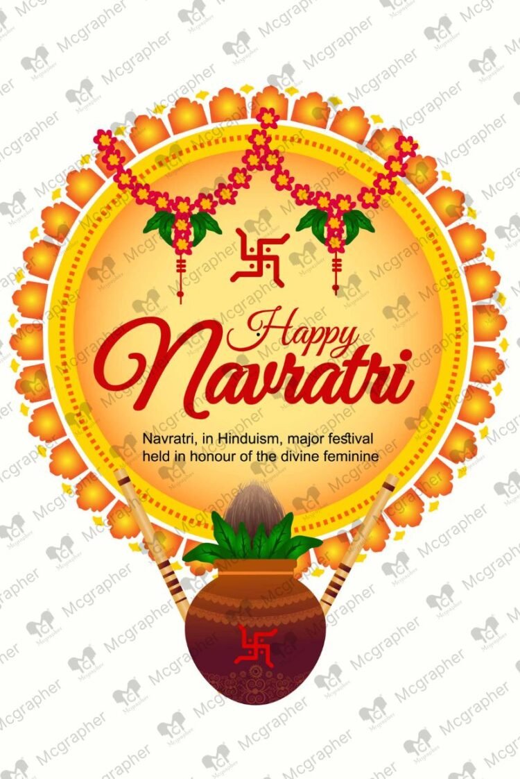 Navratri puja invitation Illustration