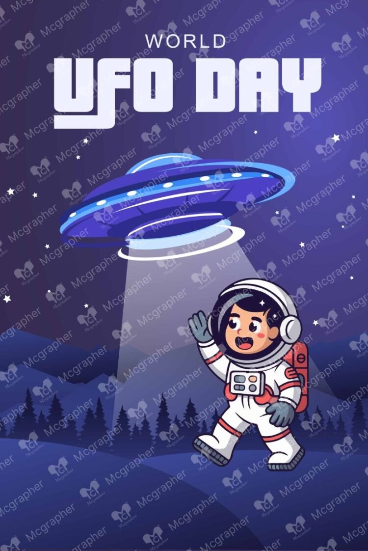 World UFO Day aliens Illustration