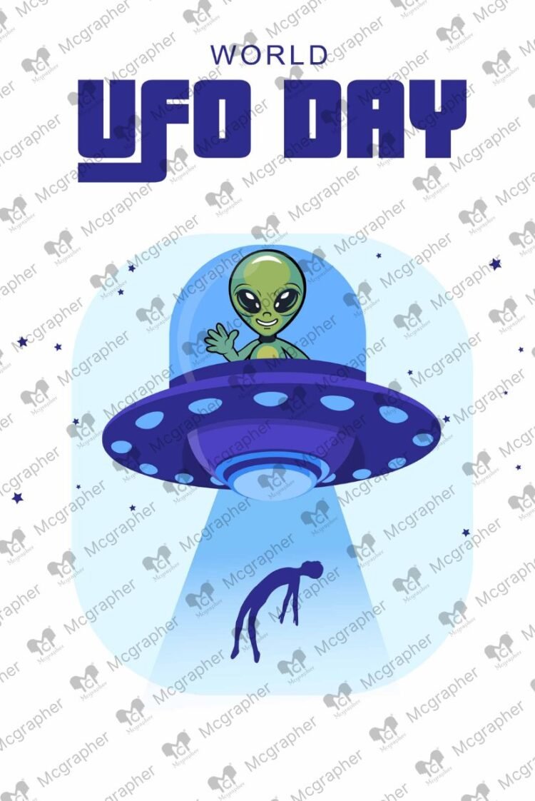 UFO Day flying saucer Illustration