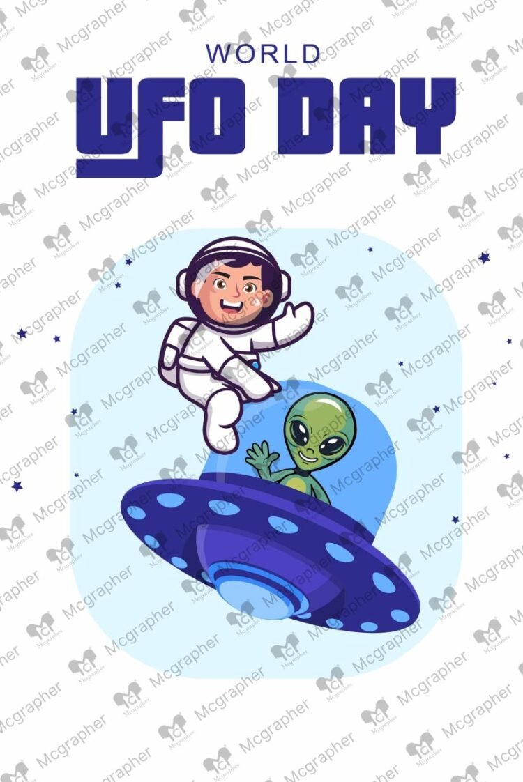 UFO Day flying saucers Illustration