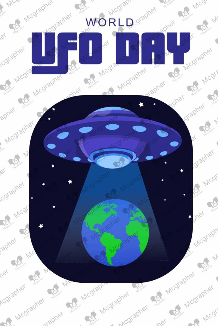 UFO Day spaceship flying Illustration