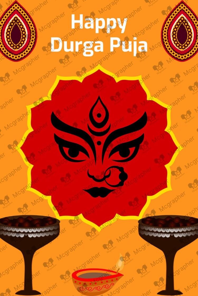 Durga Puja hindu goddess digital Illustration