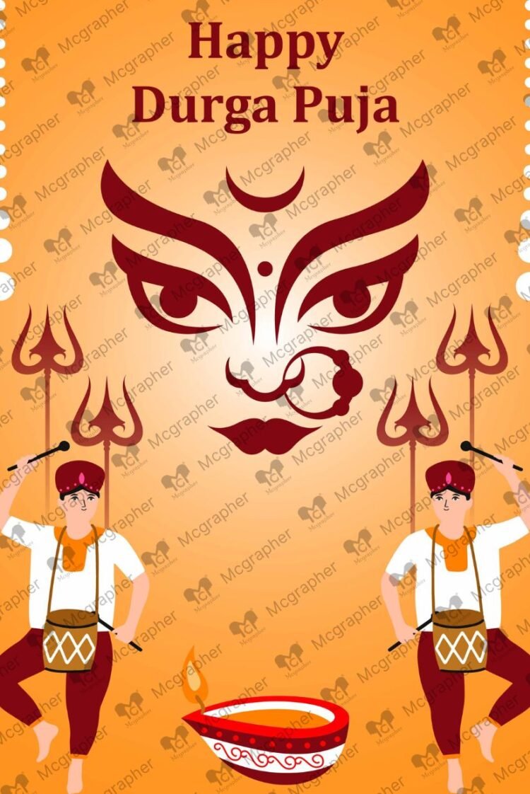 Durga Puja Bengali festival digital Illustration