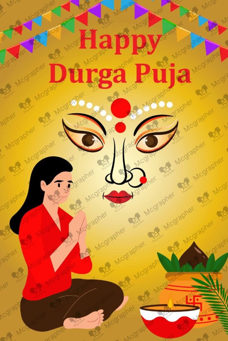 Durga Puja Navratri festival vector Illustration