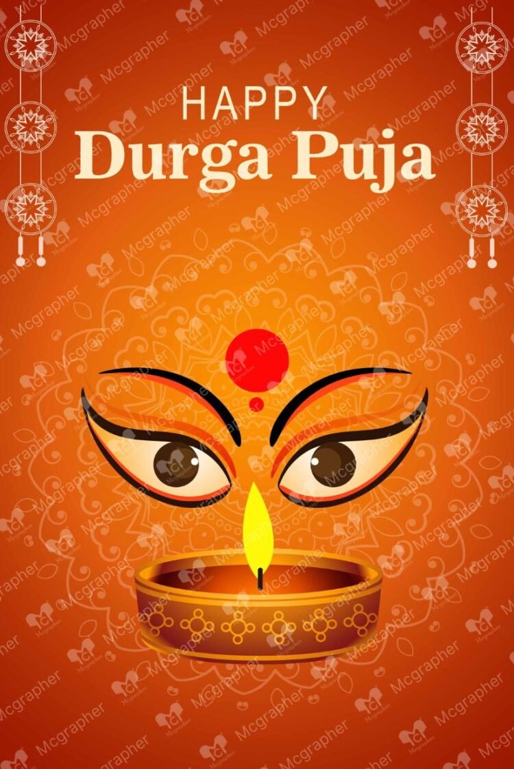 Durga Puja diya hindu vector Illustration