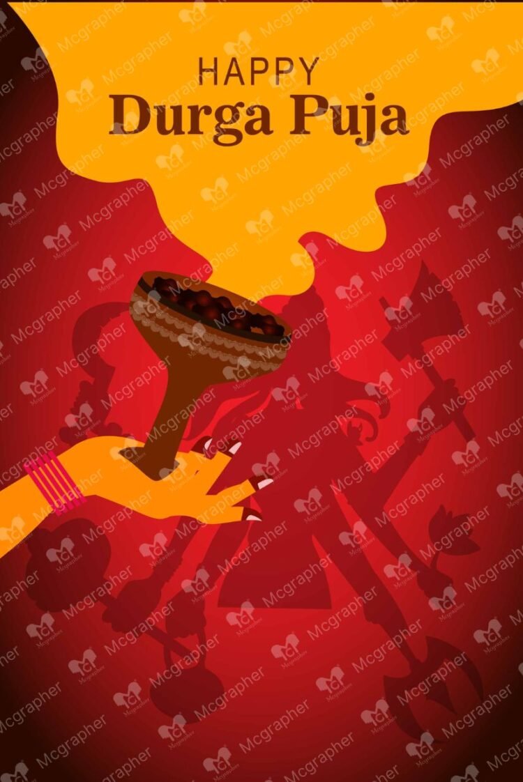 Durga Puja Spiritual Arti vector Illustration