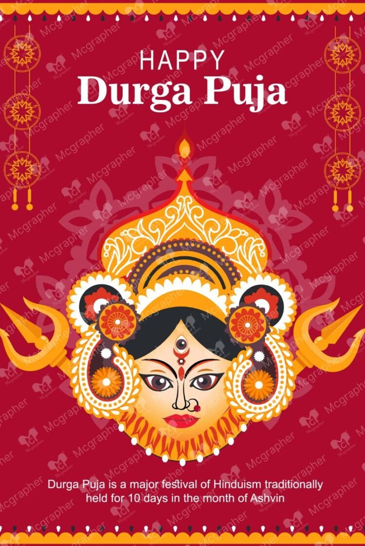 Durga Puja Spiritual Statue vector Illustration