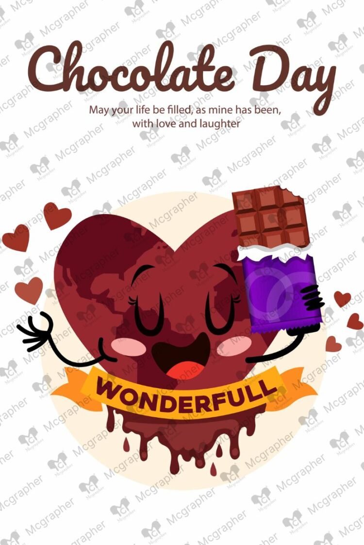 Word Chocolate Day heart Illustration