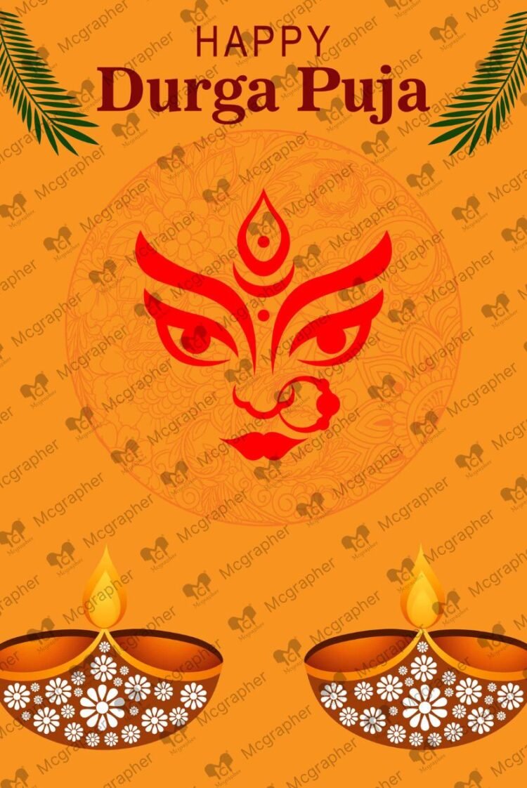 Durga Puja hindu festival Illustration