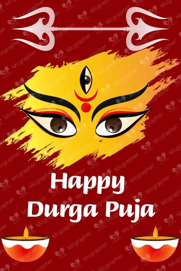 Happy Durga Puja hindu festival Illustration