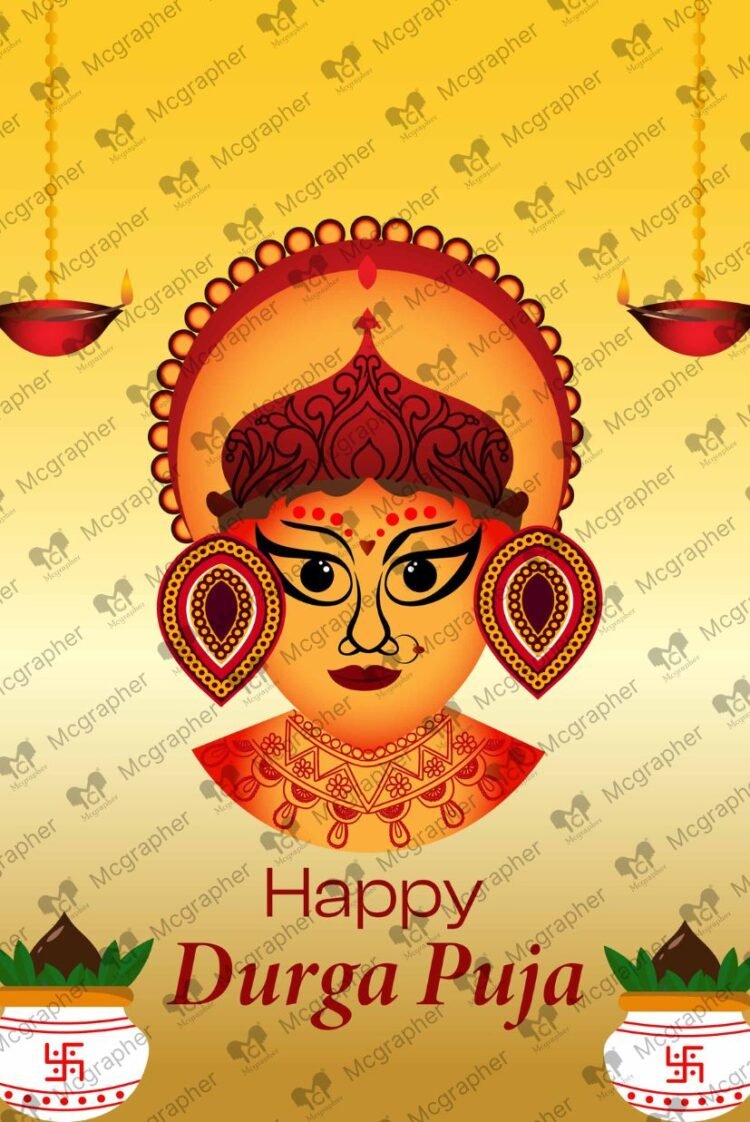 Happy Durga Puja hindu goddess Illustration