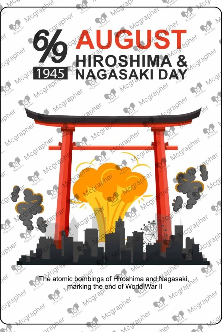Hiroshima & Nagasaki Nuclear War Illustration