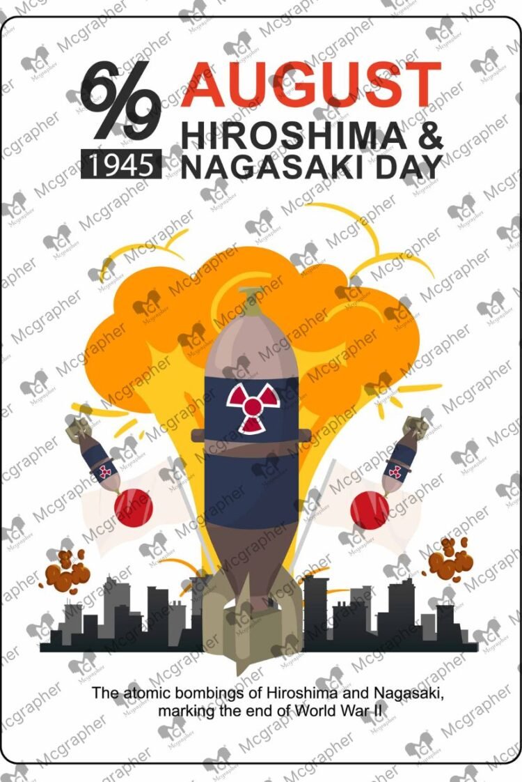 Hiroshima & Nagasaki bombs Illustration