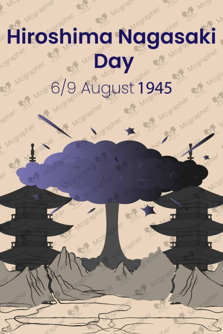 Hiroshima & Nagasaki Atomic Bomb vector Illustration