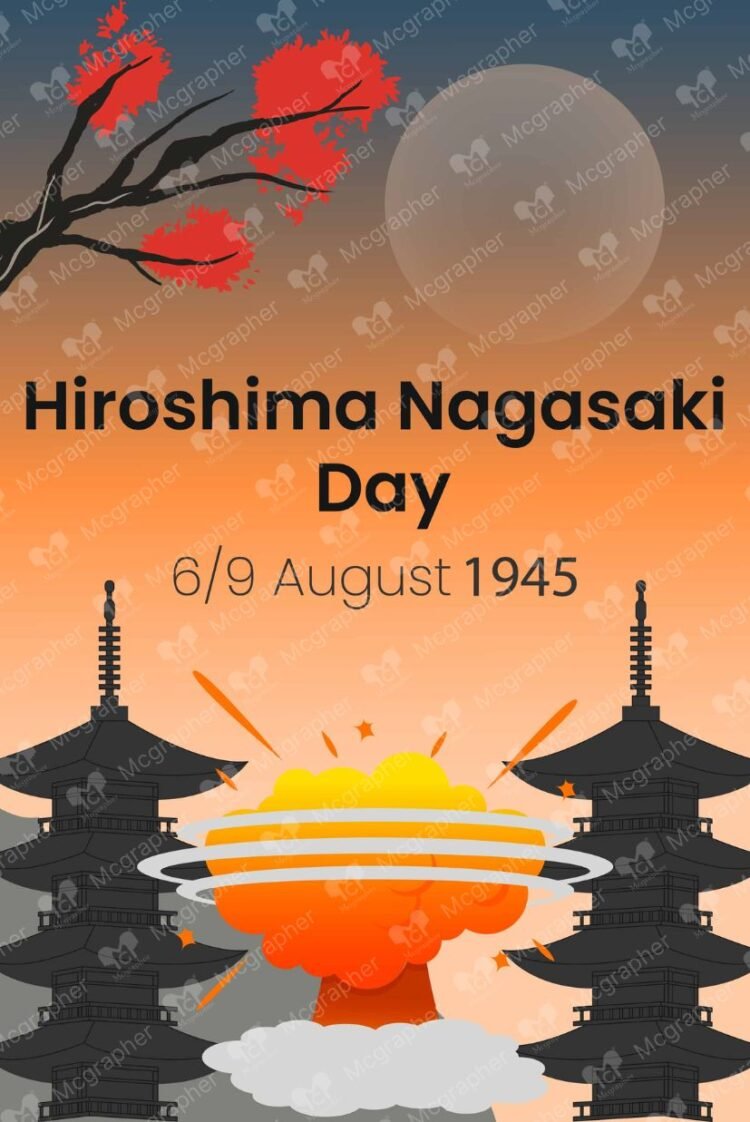 Hiroshima & Nagasaki Peace vector Illustration