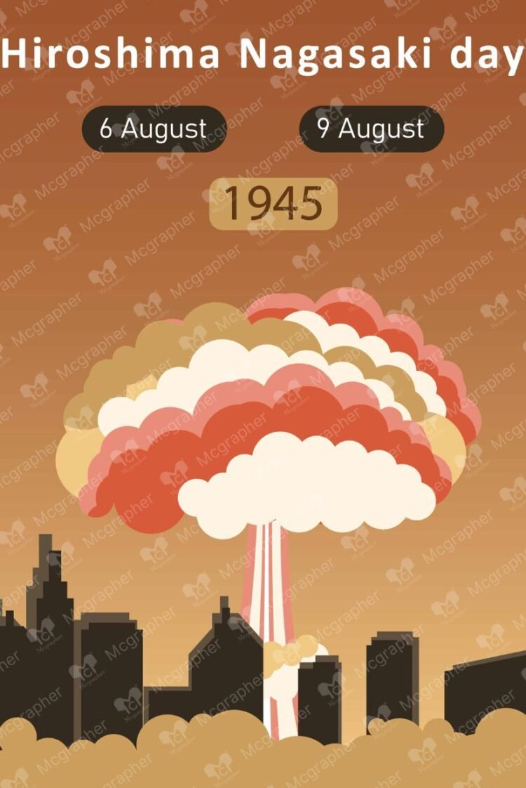Hiroshima & Nagasaki 1945 vector Illustration