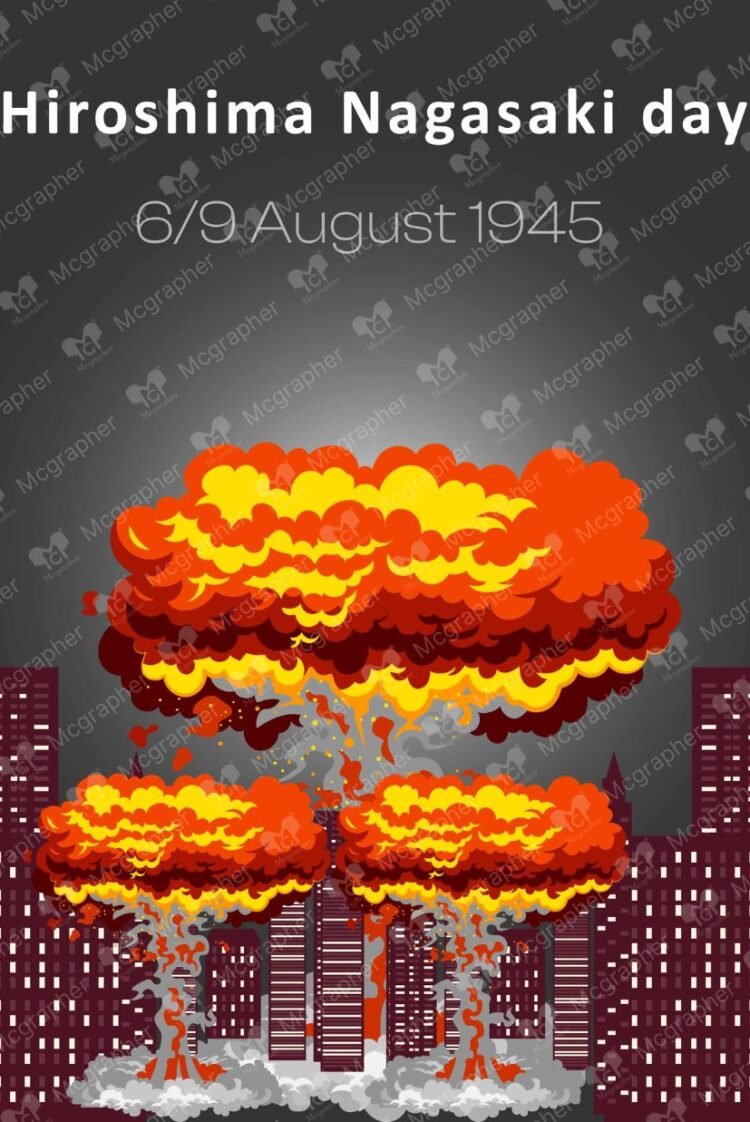 Hiroshima & Nagasaki World War 2 vector Illustration