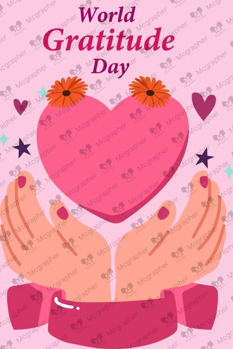World Gratitude Day heart vector illustration