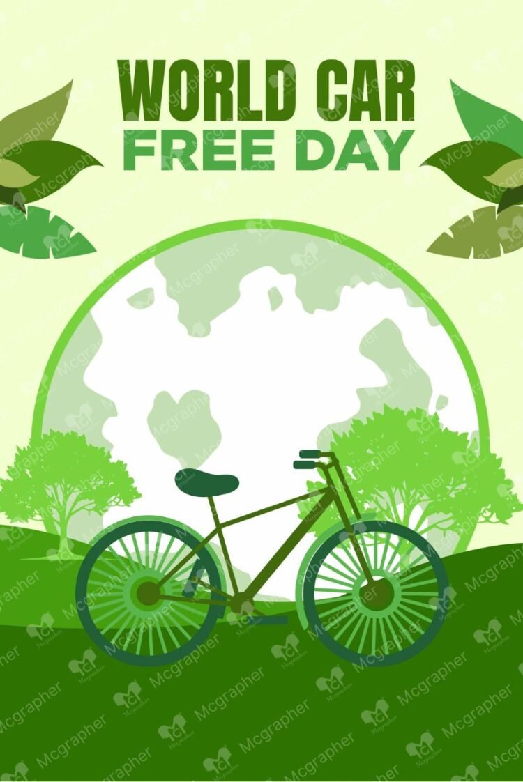 World car free Day less pollution illustration