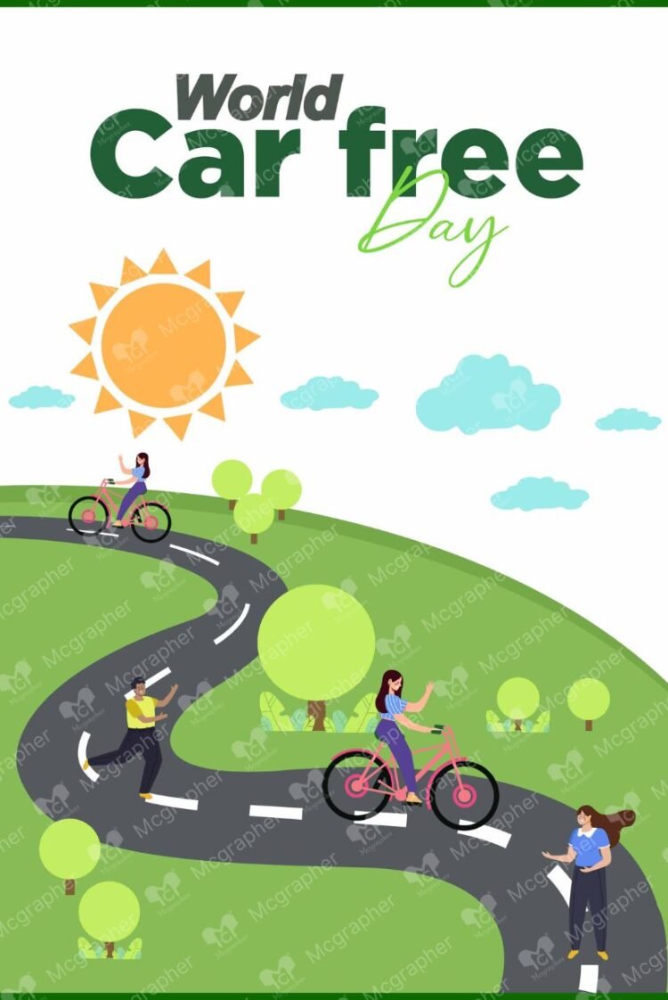 World car free Day save nature illustration