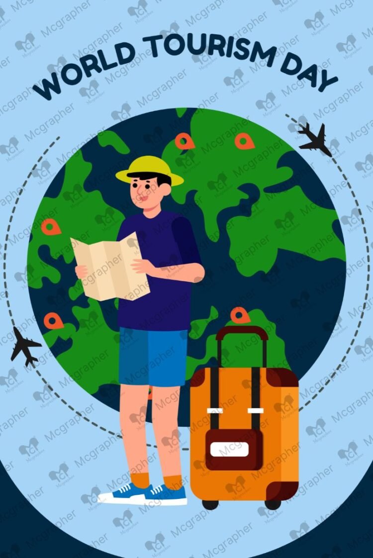 World Tourism Day explorer vector illustration