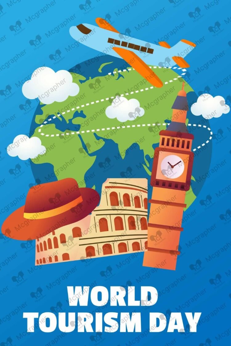 World Tourism Day travel vector illustration