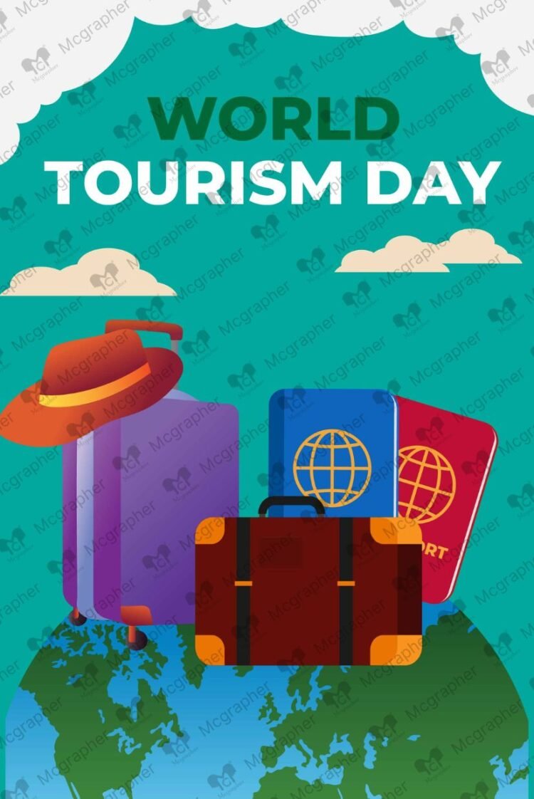 Happy World Tourism Day travel vector illustration